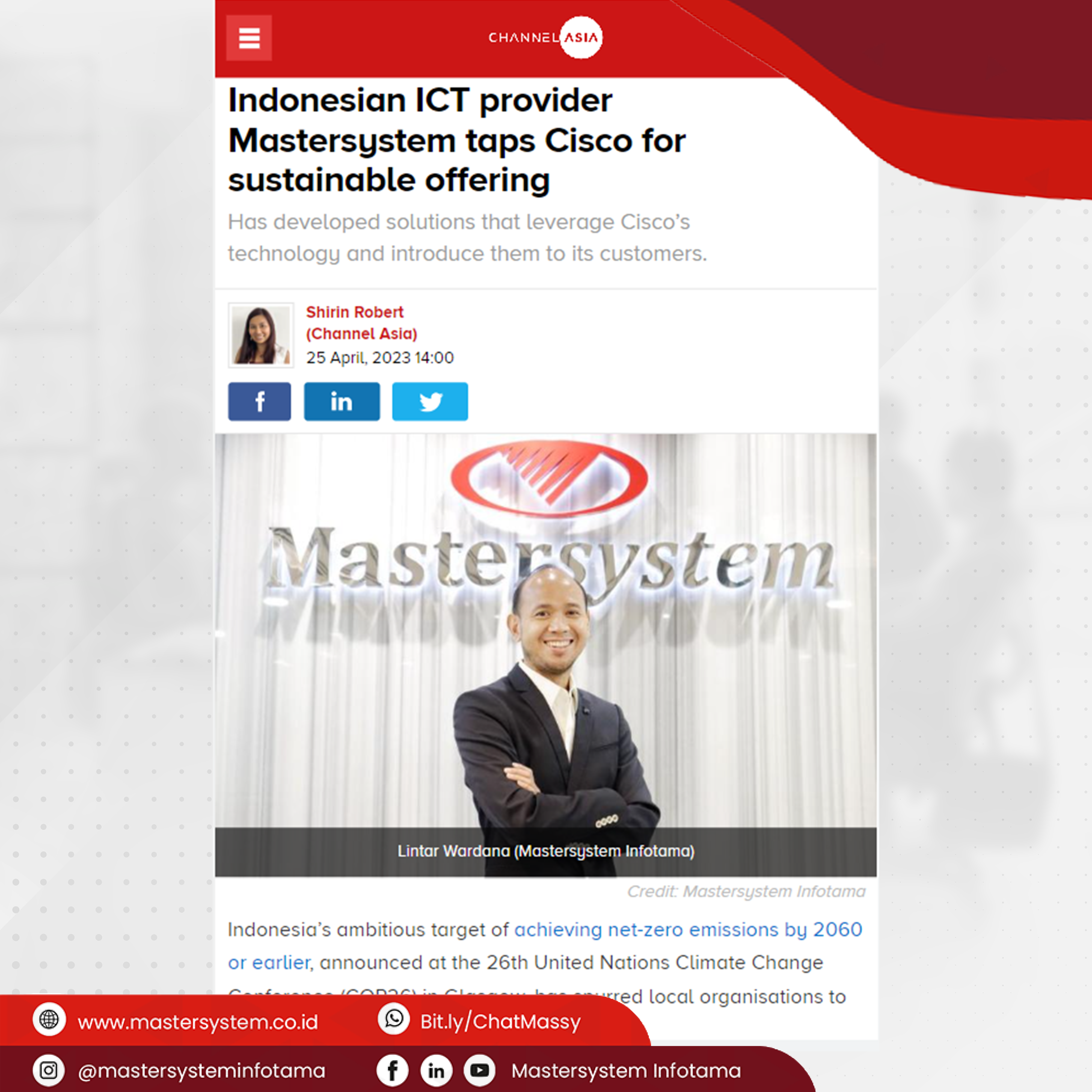 Indonesian ICT provider Mastersystem taps Cisco for sustainable offering